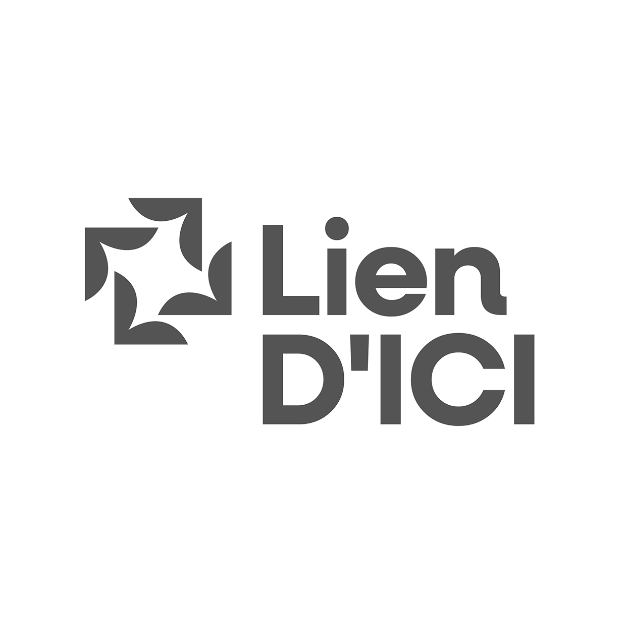 Visual identity design for Lien d’ici, featuring a cohesive graphic system and inclusive visual elements.